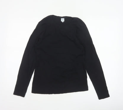 John Lewis Women Black Size 12 Basic Crew Neck Long Sleeve T-Shirt