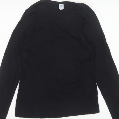 John Lewis Women Black Size 12 Basic Crew Neck Long Sleeve T-Shirt
