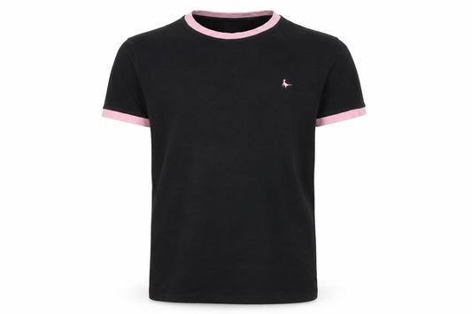 Jack Wills Men's Black Pink Ringer Logo T-Shirt Size M Short Sleeve