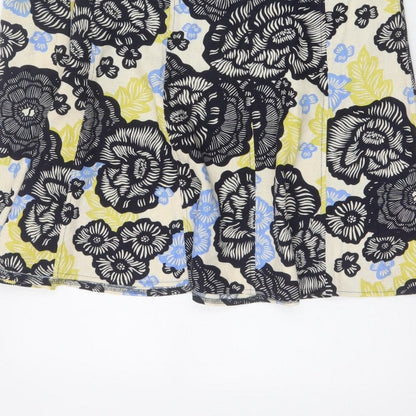 Isle Women’s Multicoloured Floral Linen Blend A-Line Skirt UK 14