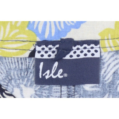 Isle Women’s Multicoloured Floral Linen Blend A-Line Skirt UK 14