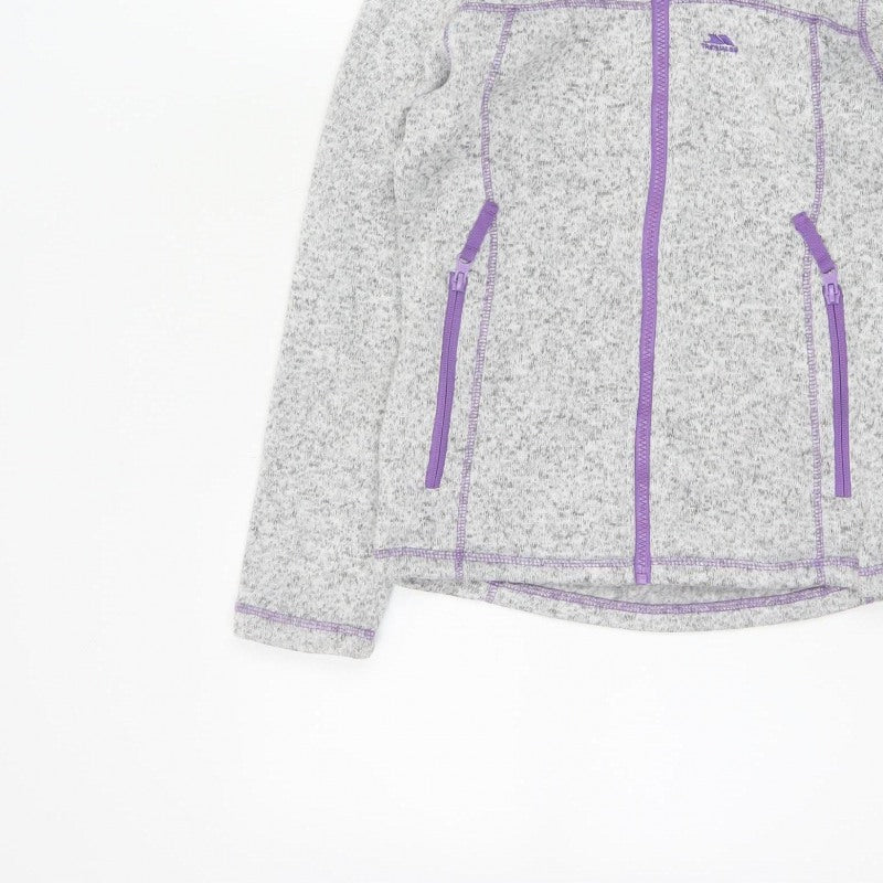 Trespass Girls Grey Purple Full Zip Fleece Hoodie 9-10 Years