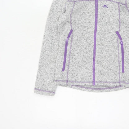 Trespass Girls Grey Purple Full Zip Fleece Hoodie 9-10 Years
