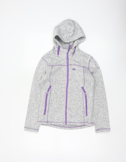 Trespass Girls Grey Purple Full Zip Fleece Hoodie 9-10 Years