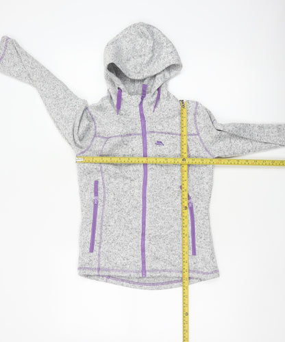 Trespass Girls Grey Purple Full Zip Fleece Hoodie 9-10 Years