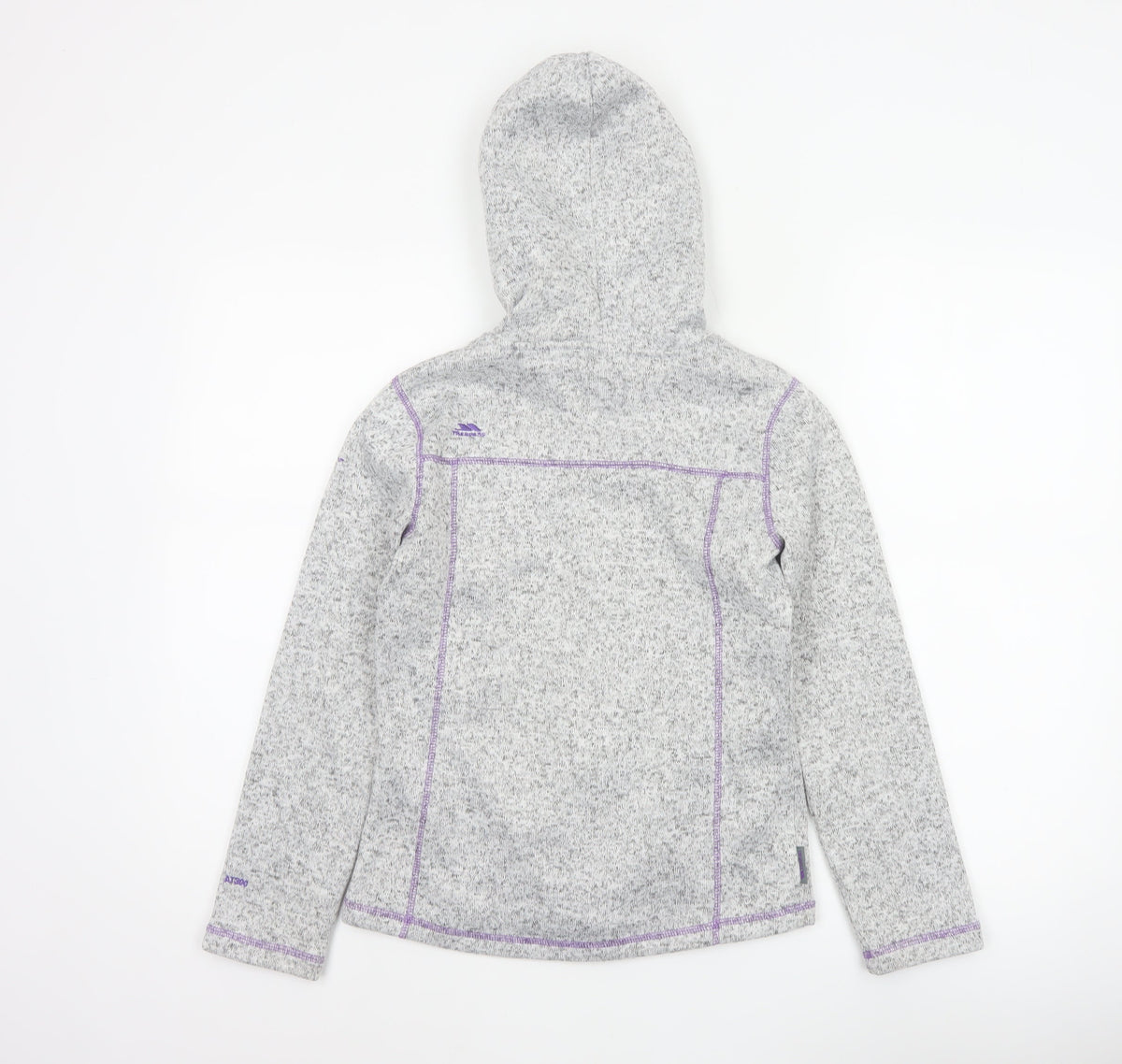 Trespass Girls Grey Purple Full Zip Fleece Hoodie 9-10 Years