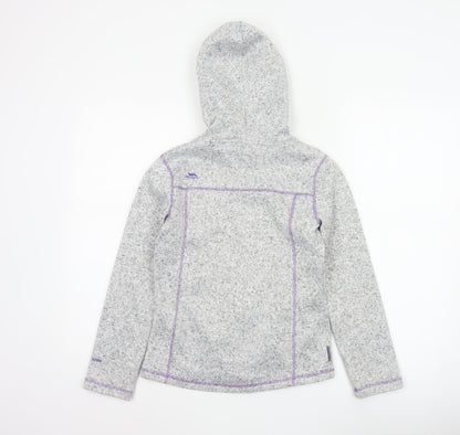 Trespass Girls Grey Purple Full Zip Fleece Hoodie 9-10 Years