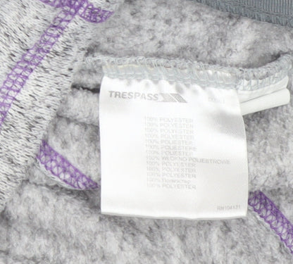 Trespass Girls Grey Purple Full Zip Fleece Hoodie 9-10 Years