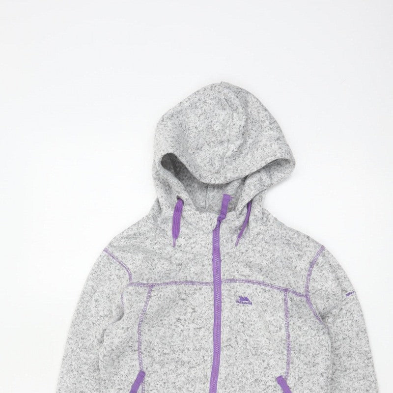 Trespass Girls Grey Purple Full Zip Fleece Hoodie 9-10 Years