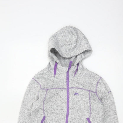 Trespass Girls Grey Purple Full Zip Fleece Hoodie 9-10 Years