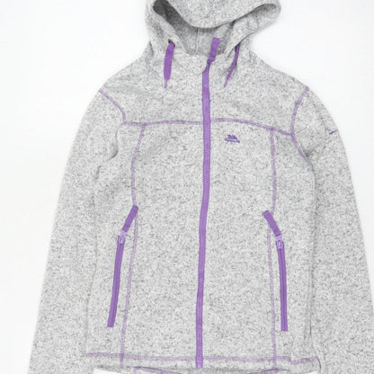 Trespass Girls Grey Purple Full Zip Fleece Hoodie 9-10 Years