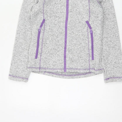Trespass Girls Grey Purple Full Zip Fleece Hoodie 9-10 Years