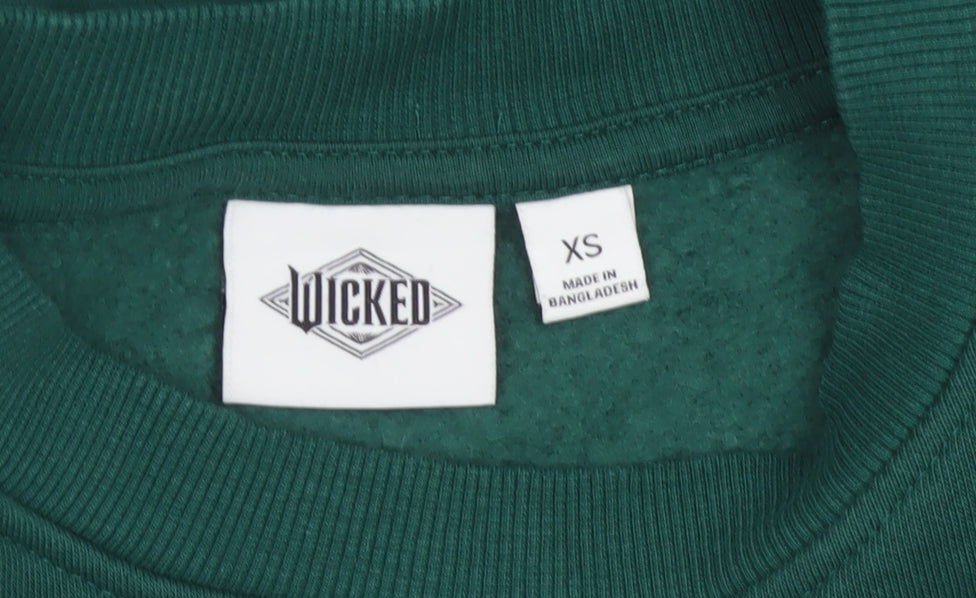 Wicked Women’s Green XS Pullover Sweatshirt 02 Graphic Crew Neck