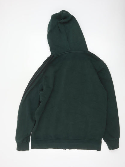 Adidas Men’s Green L Full Zip Hooded Sports Hoodie 3 Stripe