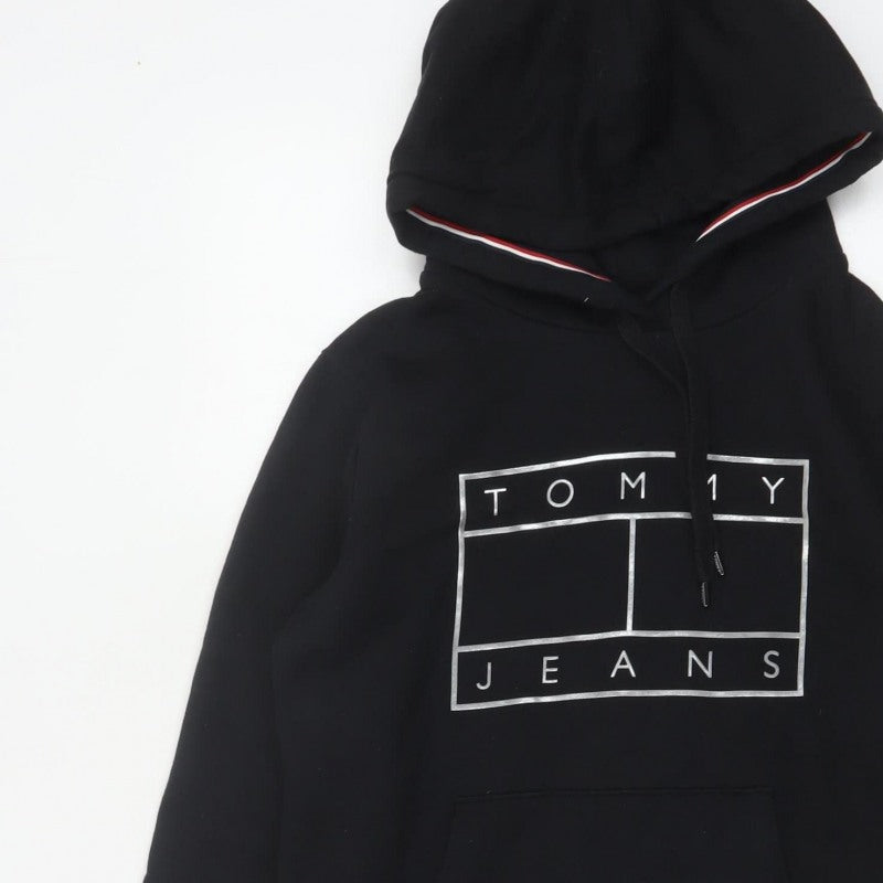 Tommy Jeans Men's Black M Pullover Logo Graphic Hoodie Pockets