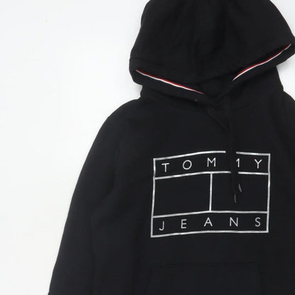 Tommy Jeans Men's Black M Pullover Logo Graphic Hoodie Pockets