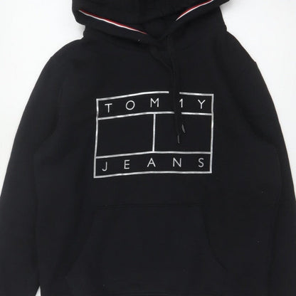 Tommy Jeans Men's Black M Pullover Logo Graphic Hoodie Pockets