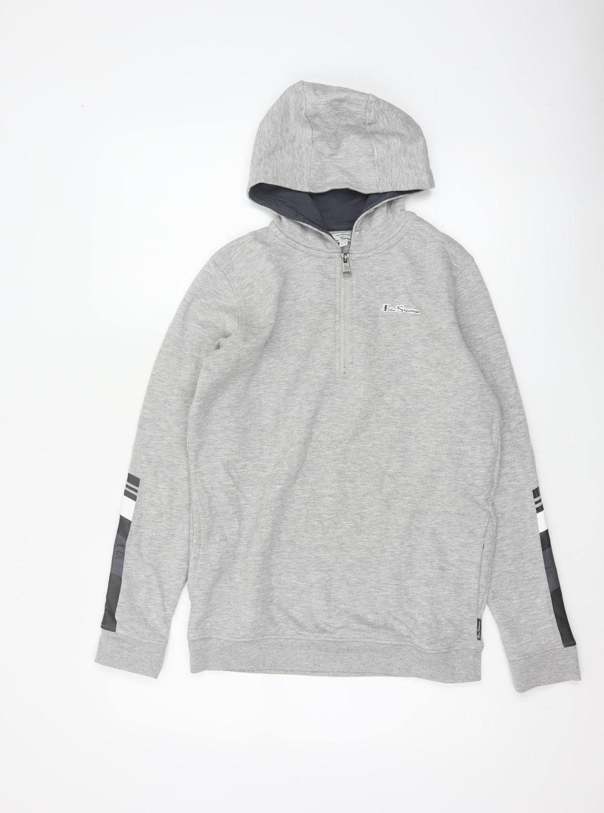 Ben Sherman Boys Grey 12-13 Years Hooded 1/4 Zip Sweatshirt