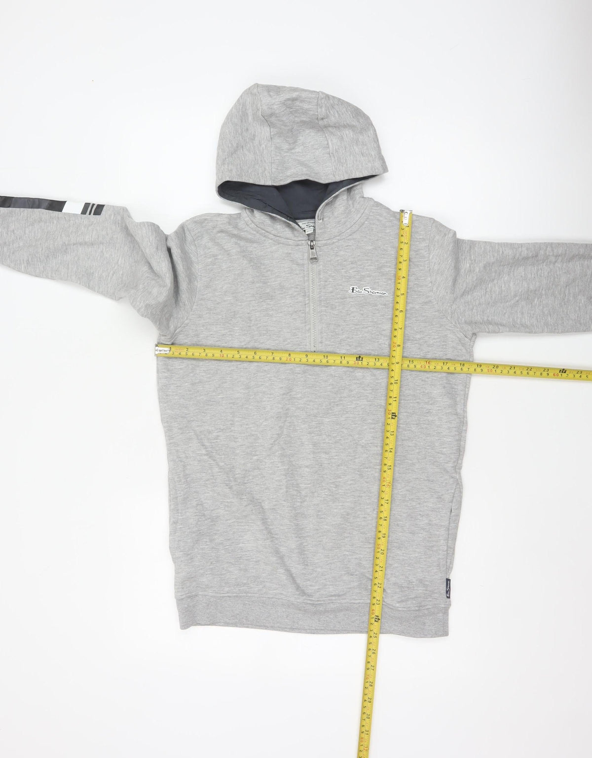 Ben Sherman Boys Grey 12-13 Years Hooded 1/4 Zip Sweatshirt