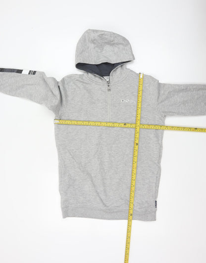 Ben Sherman Boys Grey 12-13 Years Hooded 1/4 Zip Sweatshirt
