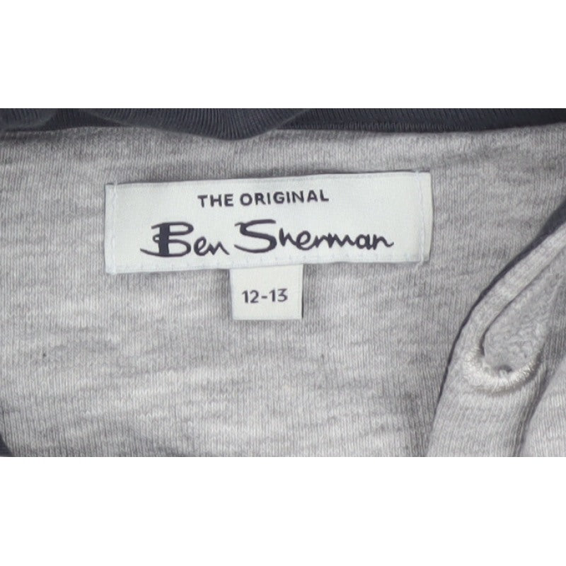 Ben Sherman Boys Grey 12-13 Years Hooded 1/4 Zip Sweatshirt