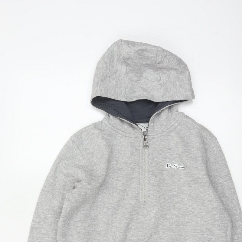 Ben Sherman Boys Grey 12-13 Years Hooded 1/4 Zip Sweatshirt