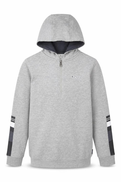 Ben Sherman Boys Grey 12-13 Years Hooded 1/4 Zip Sweatshirt