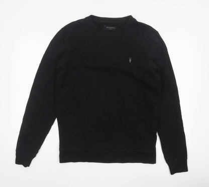AllSaints Men’s Black XS Crew Neck Pullover Logo Sweatshirt