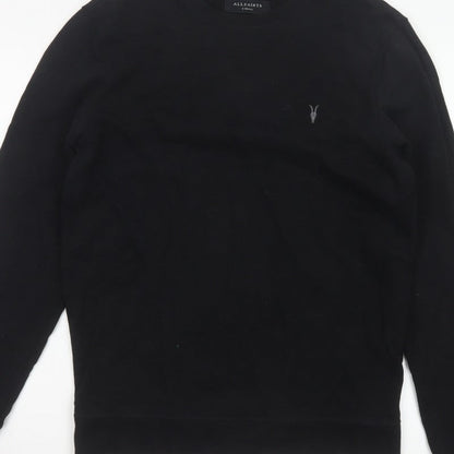 AllSaints Men’s Black XS Crew Neck Pullover Logo Sweatshirt