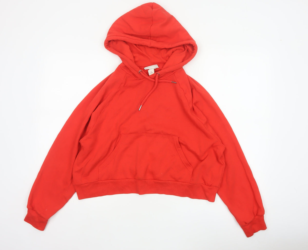 Monki Women Red XS Pullover Hoodie Drawstring Kangaroo Pocket