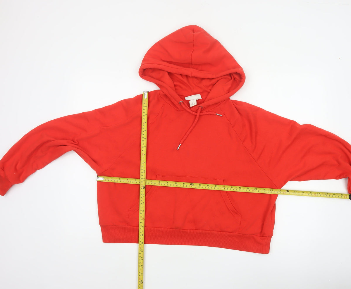 Monki Women Red XS Pullover Hoodie Drawstring Kangaroo Pocket
