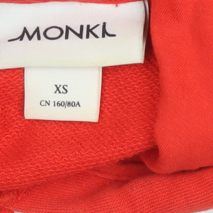 Monki Women Red XS Pullover Hoodie Drawstring Kangaroo Pocket