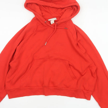 Monki Women Red XS Pullover Hoodie Drawstring Kangaroo Pocket