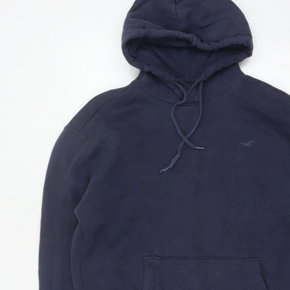 Hollister Men Blue L Pullover Hoodie Logo Pocket