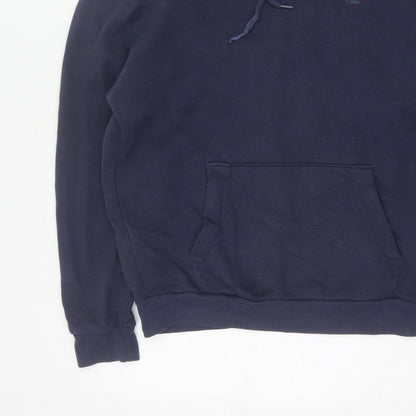 Hollister Men Blue L Pullover Hoodie Logo Pocket