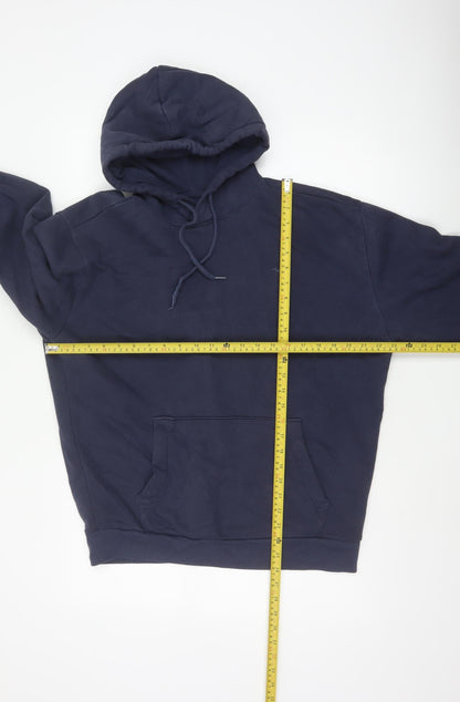 Hollister Men Blue L Pullover Hoodie Logo Pocket