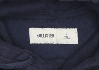 Hollister Men Blue L Pullover Hoodie Logo Pocket