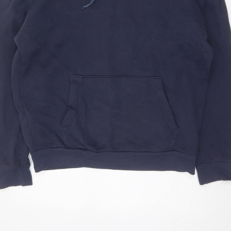 Hollister Men Blue L Pullover Hoodie Logo Pocket