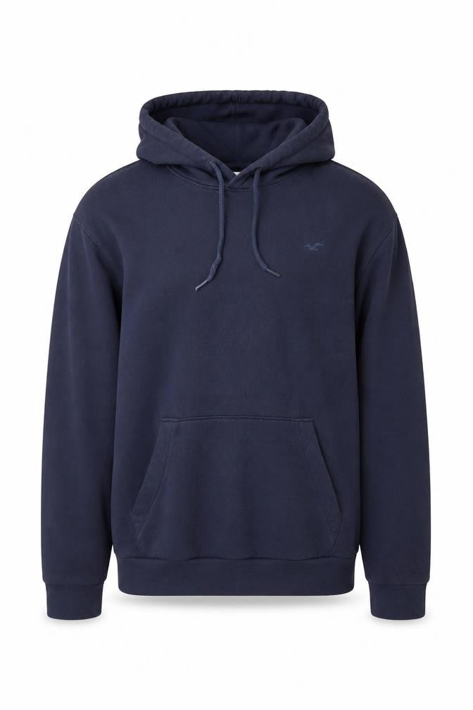 Hollister Men Blue L Pullover Hoodie Logo Pocket