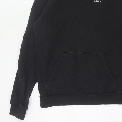 adidas Men’s Black M Pullover Hoodie Trefoil Logo Pockets