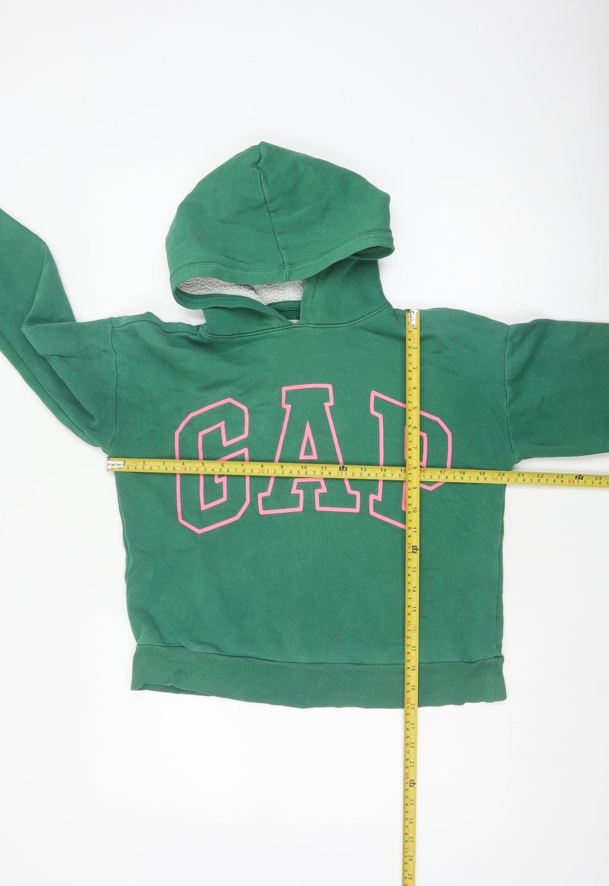 GAP Girls Green Pink Logo Fleece Lined Pullover Hoodie 12 Years XL