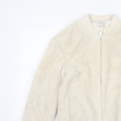 Marks and Spencer Women's Ivory Size 6 Faux Fur Bomber Jacket