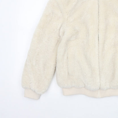 Marks and Spencer Women's Ivory Size 6 Faux Fur Bomber Jacket