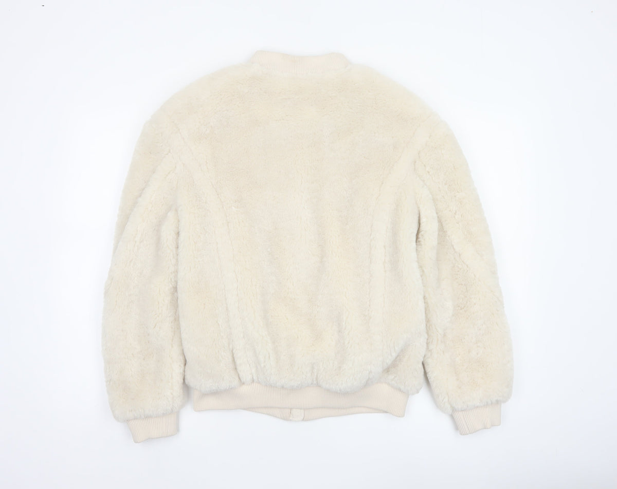 Marks and Spencer Women's Ivory Size 6 Faux Fur Bomber Jacket