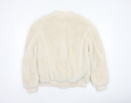 Marks and Spencer Women's Ivory Size 6 Faux Fur Bomber Jacket