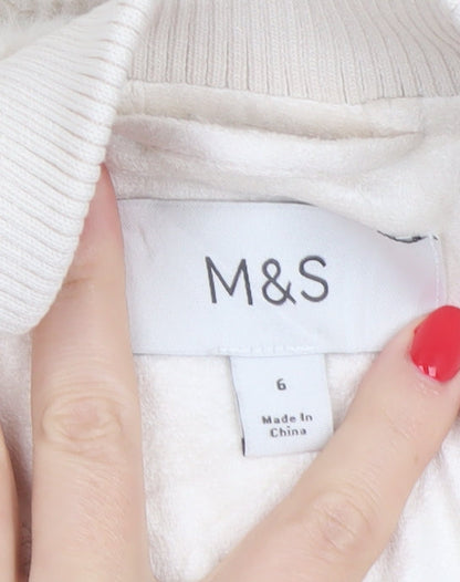 Marks and Spencer Women's Ivory Size 6 Faux Fur Bomber Jacket