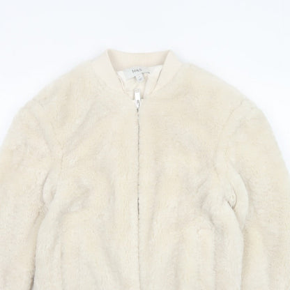 Marks and Spencer Women's Ivory Size 6 Faux Fur Bomber Jacket