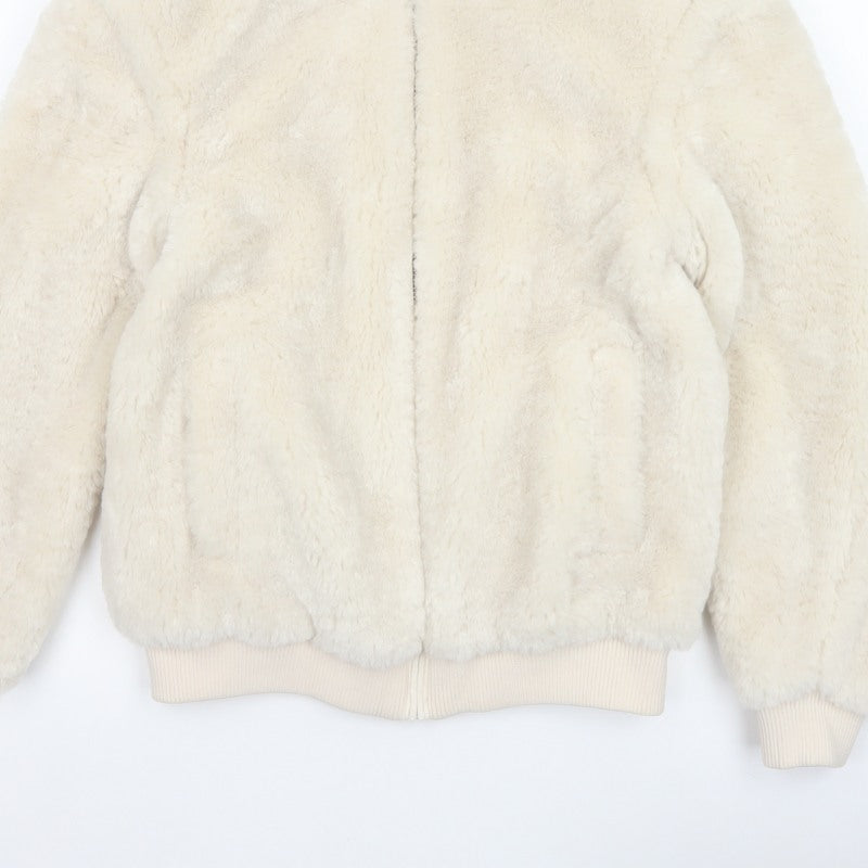 Marks and Spencer Women's Ivory Size 6 Faux Fur Bomber Jacket