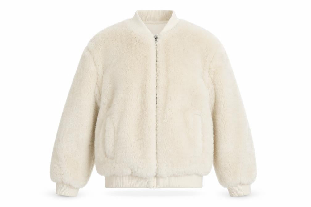 Marks and Spencer Women's Ivory Size 6 Faux Fur Bomber Jacket