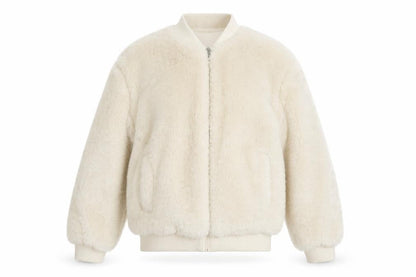 Marks and Spencer Women's Ivory Size 6 Faux Fur Bomber Jacket